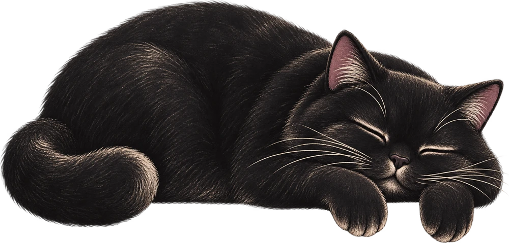 Спящий чёрный кот